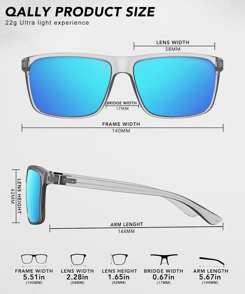 QALLY Store Polarized Sunglasses for Men Rectangular Frame Men's Polarized Sunglasses Sports Sunglasses with UV400 Protection - Image 4